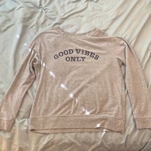 Grey light weight sweater. Good Vibes Only ✌️